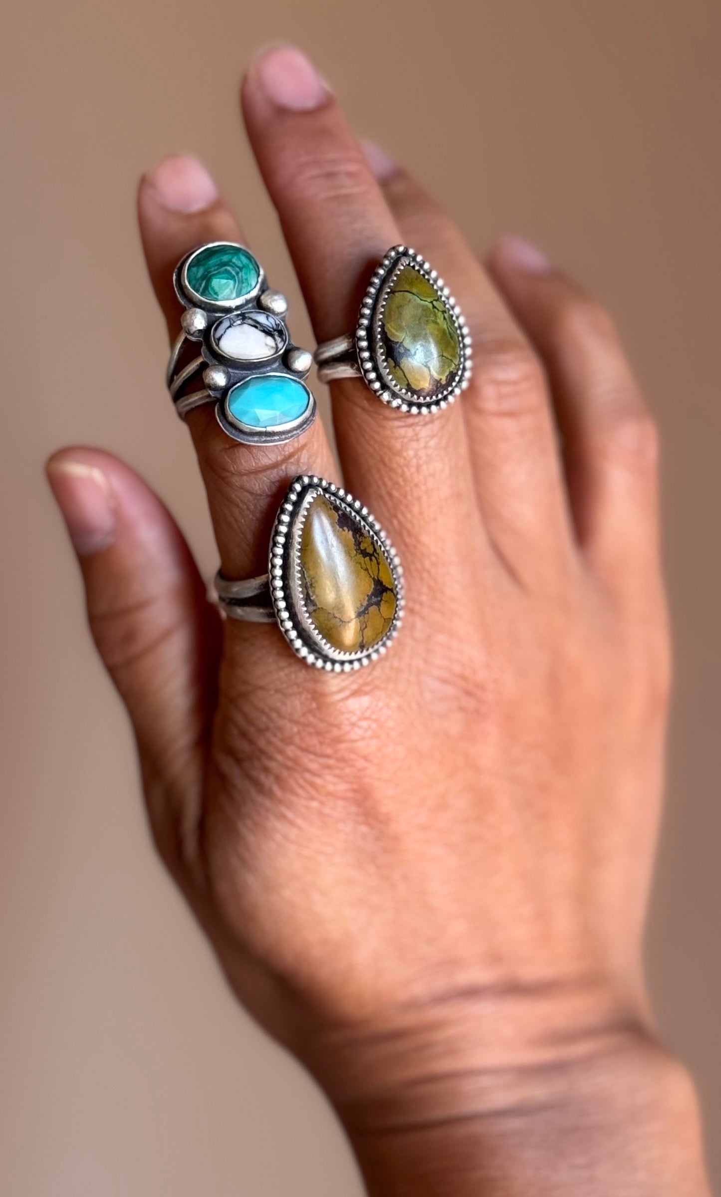 ALICE RING // Sterling Silver Triple-Stone Ring (Size 6.5)