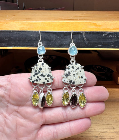 Songbird | Kyanite & Dalmatian Jasper Statement Earrings