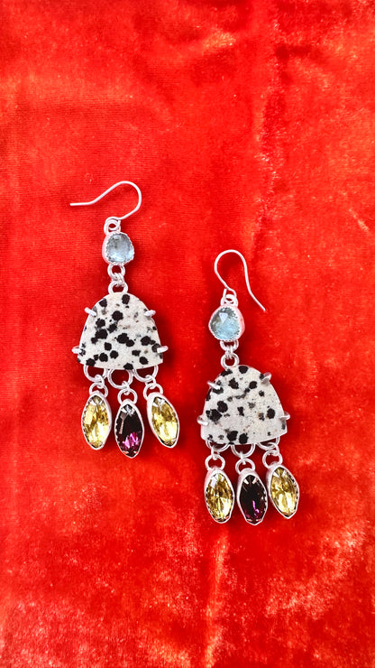 Songbird | Kyanite & Dalmatian Jasper Statement Earrings