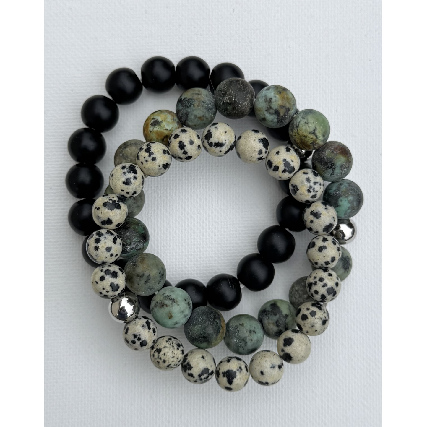 Hendrix Stacking Bracelet | 8mm Dalmatian Jasper Gemstone Bracelet