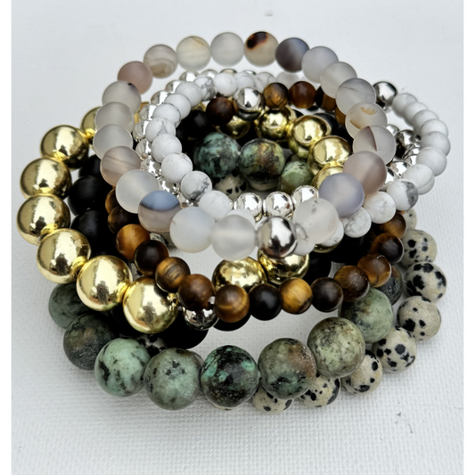 Mixed Stack of Gemstone Bracelets