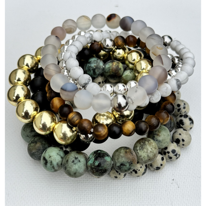 Hendrix Stacking Bracelet | 8mm Tiger's Eye Gemstone Bracelet
