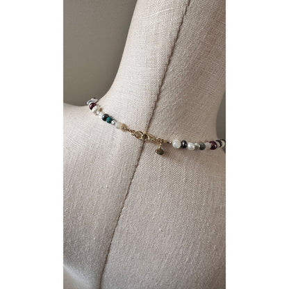 Wild Flower Riot Necklace | Pearl & Turquoise Statement Necklace