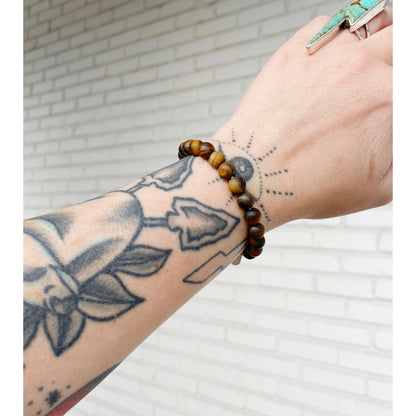 Hendrix Stacking Bracelet | 8mm Tiger's Eye Gemstone Bracelet