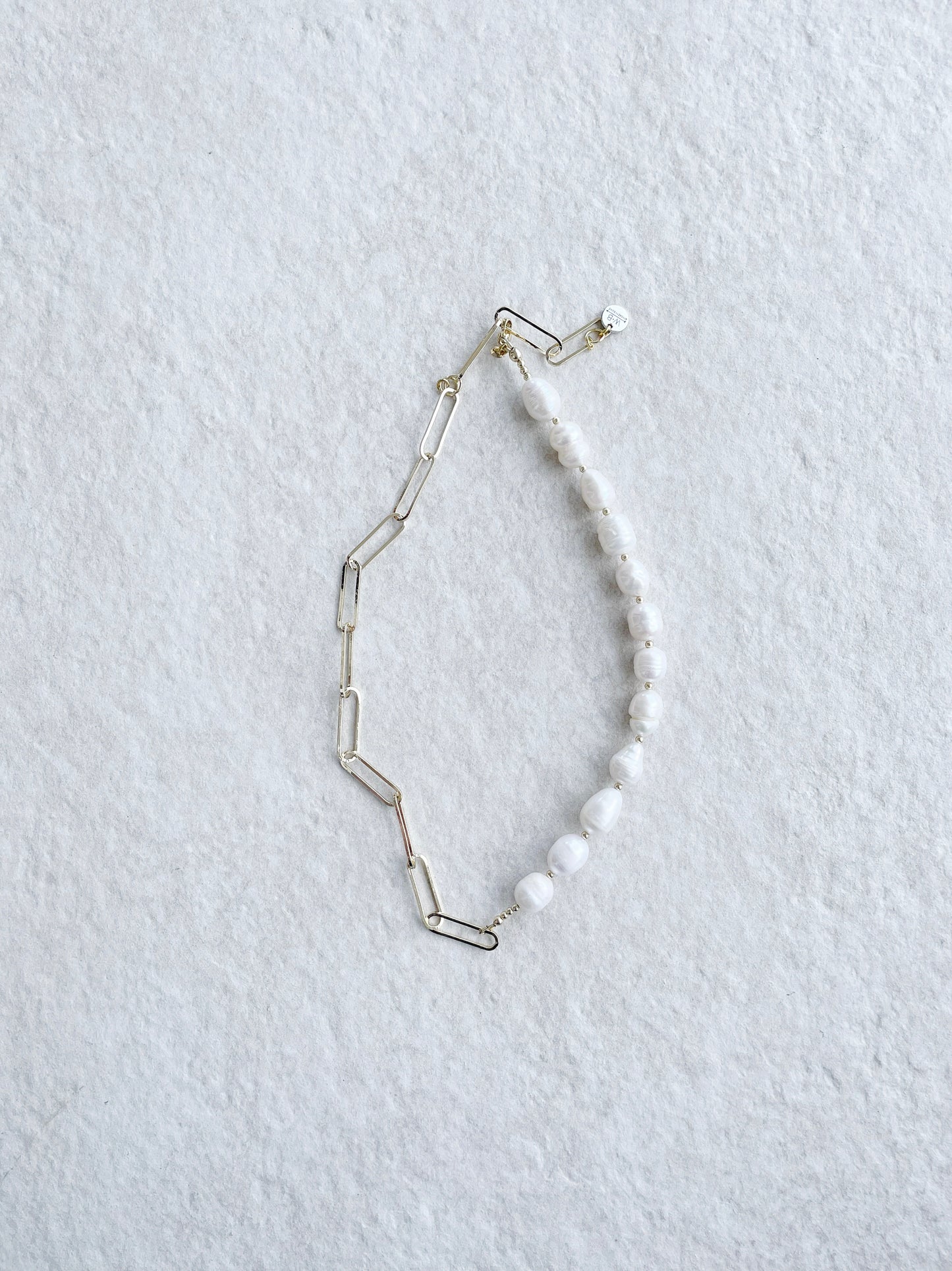 Ruthie Necklace // Half Pearl & Half Chain