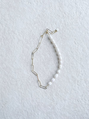 Ruthie Necklace // Half Pearl & Half Chain