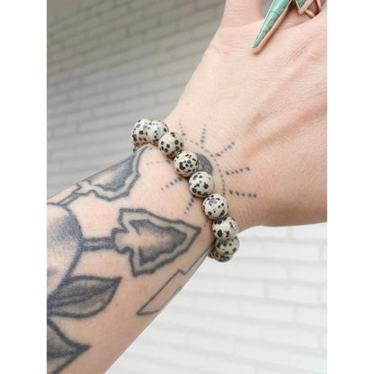 Cash Stacking Bracelet | 10mm Dalmatian Jasper Gemstone Bracelet