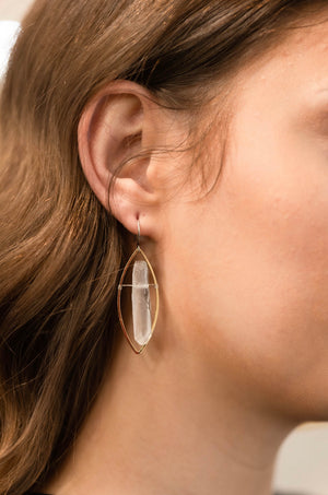 Dolly Earrings // Clear Quartz + Gold Plated