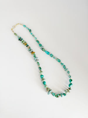 Willy // Turquoise and Gold Filled Bead Necklace // One of A Kind