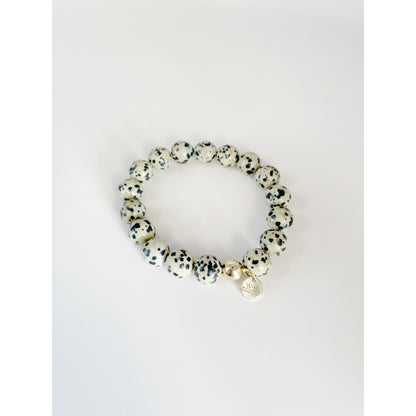 Cash Stacking Bracelet | 10mm Dalmatian Jasper Gemstone Bracelet